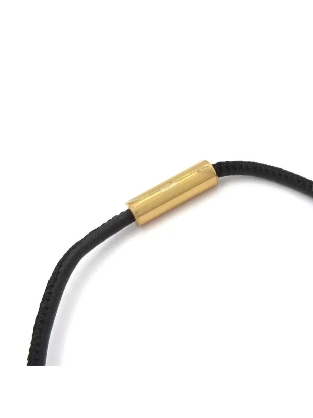 Hermes Necklace Loop Grand Leather Black Gold